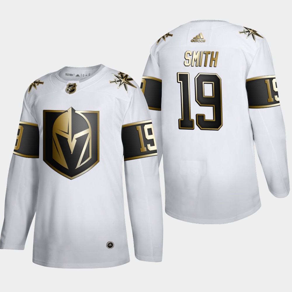 Men Vegas Golden Knights 19 Reilly Smith Adidas White Golden Edition Limited Stitched NHL Jersey